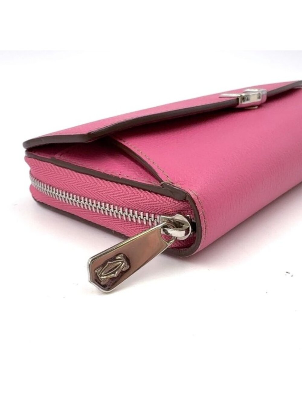 ★SOLD★ Cartier C de Cartier International Wallet Leather Pink Silver - Picture 12 of 13